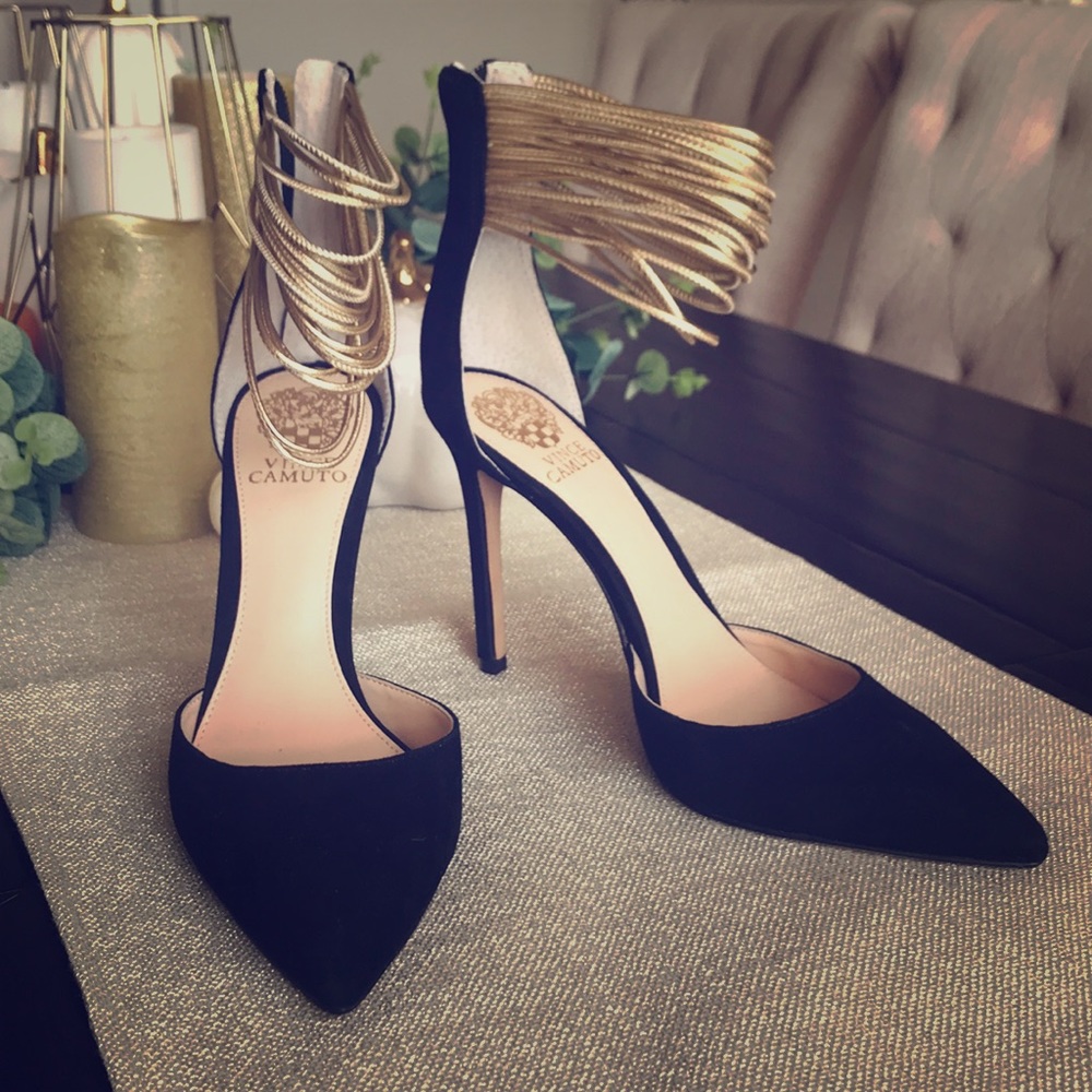 Vince Camuto Stiletto with Gold Ankle Straps